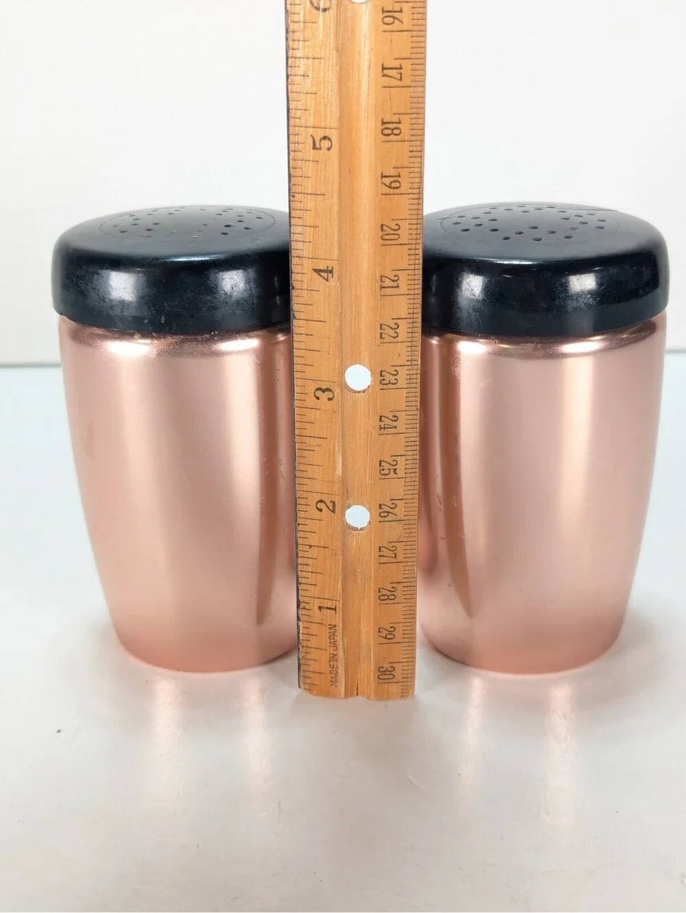 Vintage West Bend Rose Gold Aluminum Salt and Pepper Shakers Mid Century Modern